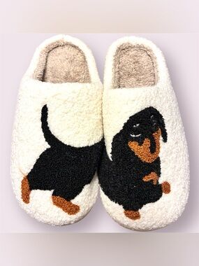 🐶 Cozy Dachshund Dog Sherpa Slippers EU 41-42 Fits Women’s 7.5 NWOT